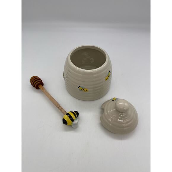 Honey Bee Hive Honey Jar Keeper with Dipper by Home Essentials - Picture 2 of 7